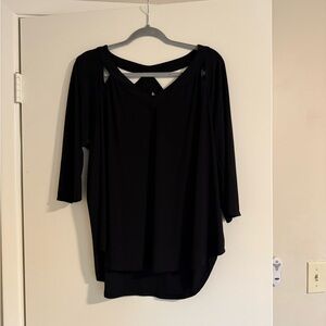 AUW Black Asymmetrical 3/4 Sleeve Blouse